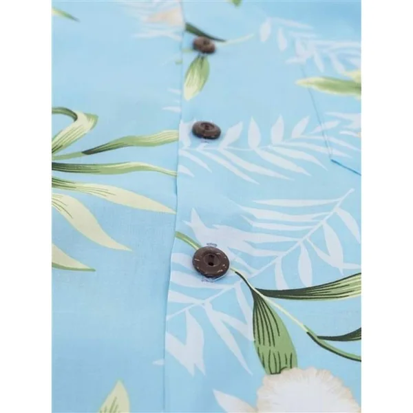 CHEMISE HAWAIIENNE TWO PALMS ORCHID LID BLUE (rayonne)