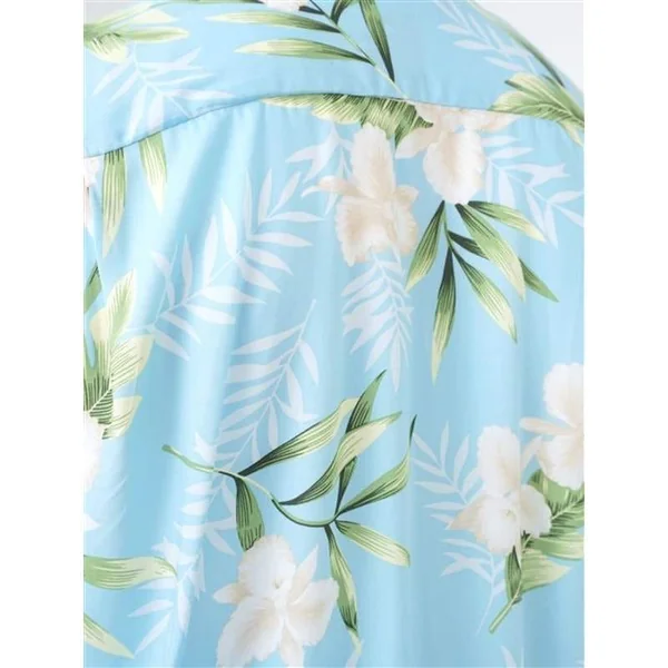CHEMISE HAWAIIENNE TWO PALMS ORCHID LID BLUE (rayonne)