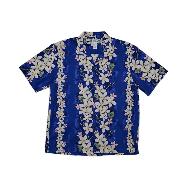 CHEMISE HAWAIIENNE TWO PALMS VINTAGE PLUMERIA NAVY