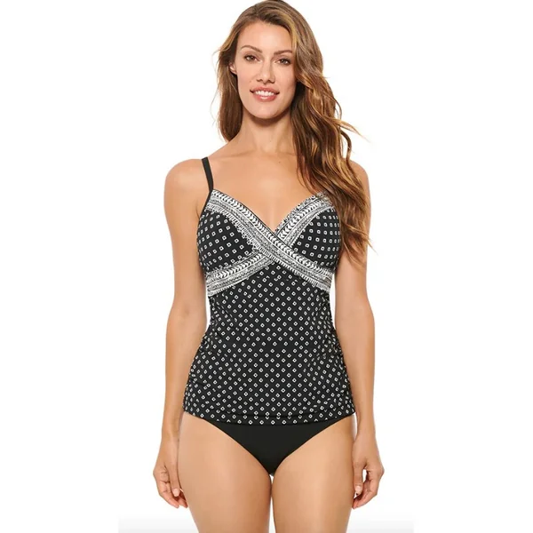 Christina - Haut de Tankini avec cerceau D Noir et Blanc 10