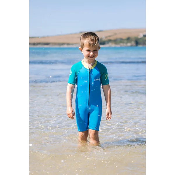COMBINAISON NEOPRENE C-SKINS KID BABY SHORTI CYAN