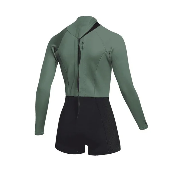 Combinaison shorty femme MYSTIC Lunar Longarm 2/2mm Backzip Dark Olive