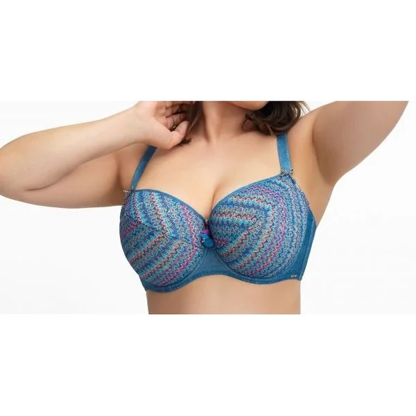 Corin - Haut de bikini rembourré avec cerceau et motif 38 (85) B Rose et Bleu Mykonos