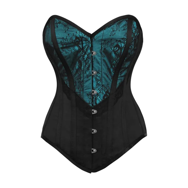 Corset lingerie turquoise et noir