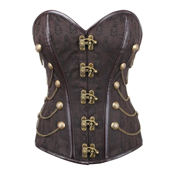 CORSET MARRON AVEC CHAÎNES