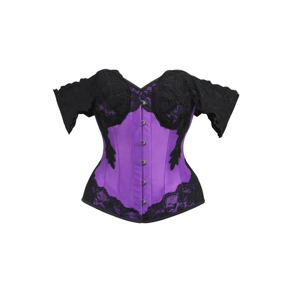 Corset mauve manches en dentelle