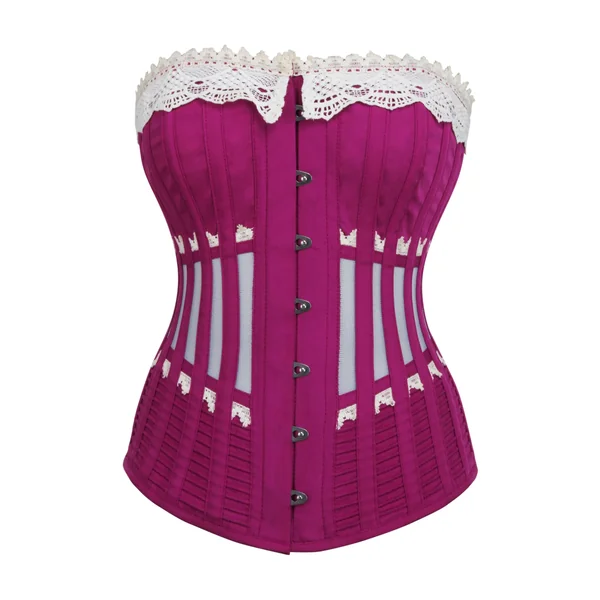 Corset rose avec dentelle
