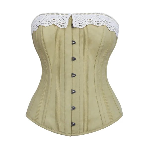 Corset vert bordure en dentelle