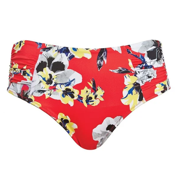 Fantasie Swimwear - Culotte de bikini fleurie taille haute Rouge Medium Calabria