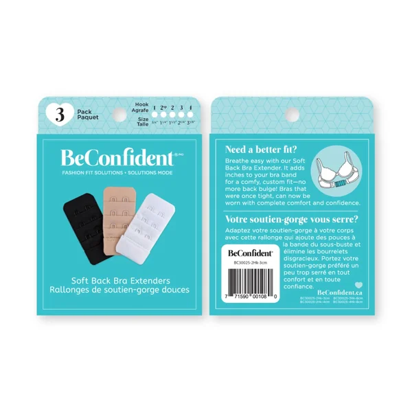 Fashion Essential - Paquet de 3 rallonges à 2 agrafes pour soutien-gorge (4 cm) 3 couleurs