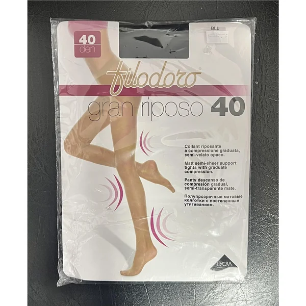 Filodoro - Collant semi opaque à compression graduelle avec pointes renforées Bleu 2-S Gran Ripo 40