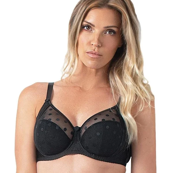 Fit Fully Yours - Soutien-gorge en dentelle transparente avec petits pois et avec cerceau 40 (90) G Noir Carmen