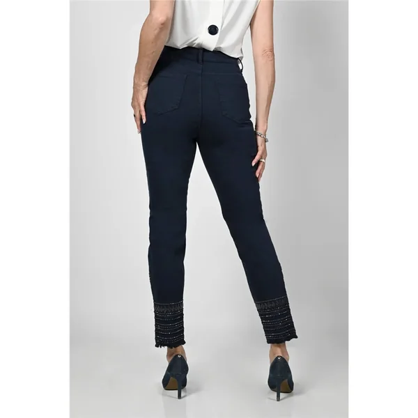 Frank Lyman Design - Pantalon Jeans en broderie et Strass Marine Small