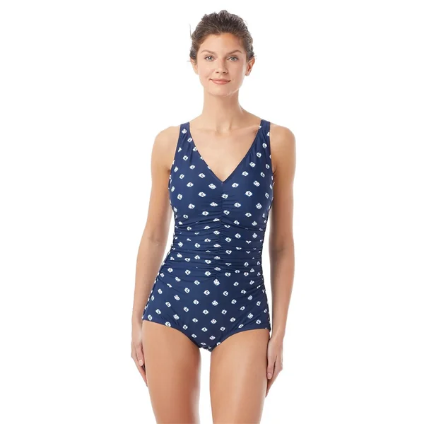 Gabar - Maillot de bain une pièce drappé col V Chlorresistant Marine 8