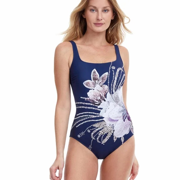 Gottex - Maillot 1 pièce col carré Marine 14