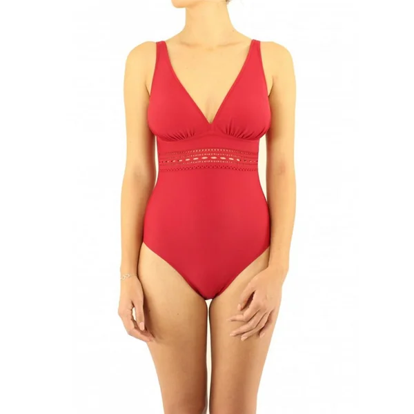 Janine Robin - Maillot Une Pièce, Coupé Sous Poitrine C-D-E Rouge 12 Darling