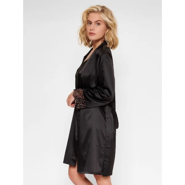 LingaDore Night In love with embroidery noir/cuivre kimono