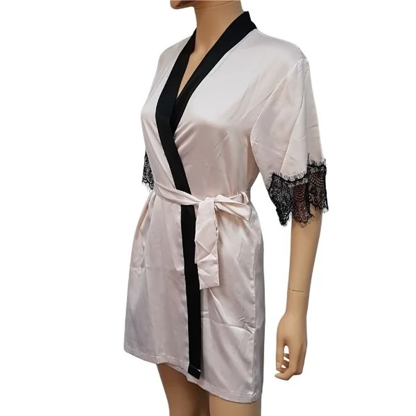 LingaDore Night SATIN rose/noir kimono