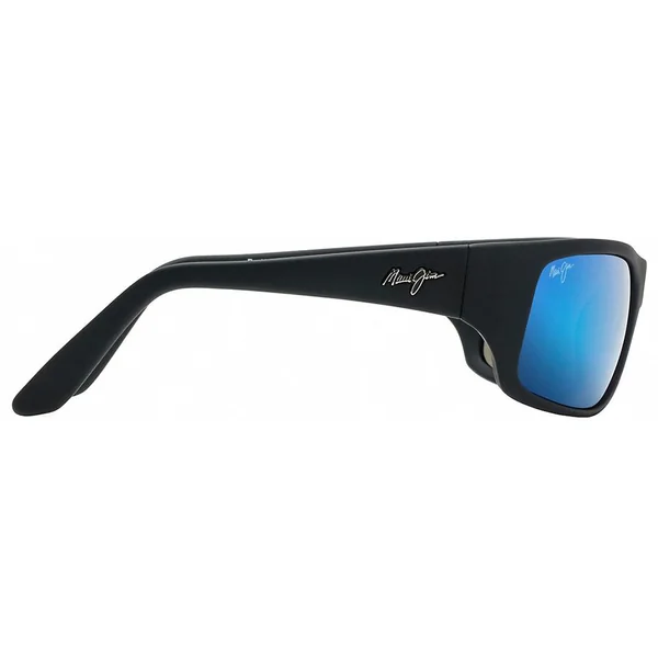Lunettes de soleil Maui Jim Peahi Black Matte Rubber Bleu Hawai Minéral SuperThin