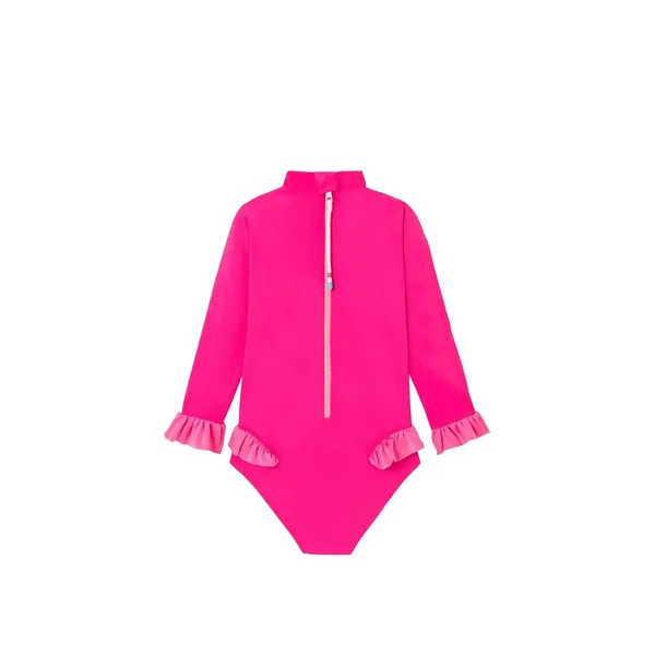 Maillot bébé fille Anti-UV, manches longues rose bonbon| BORA BORA BEBE
