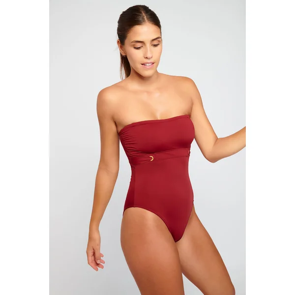 Maillot de bain 1 pièce bustier bordeaux ELINE ODALISQUE