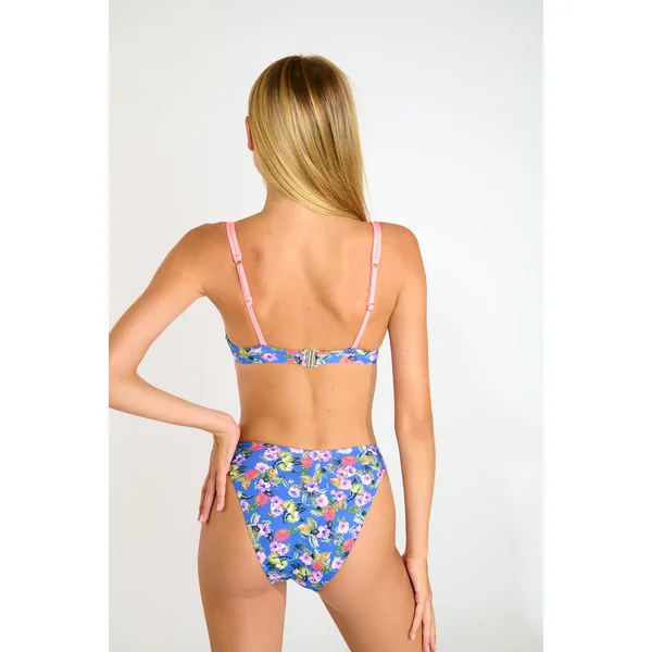 Maillot de bain 2 pièces bleu à motif fleuri ORIANE JARDINS