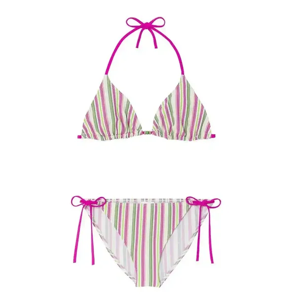 Maillot de bain deux pièces triangle, rose/vert | ISCHIA BIKINI