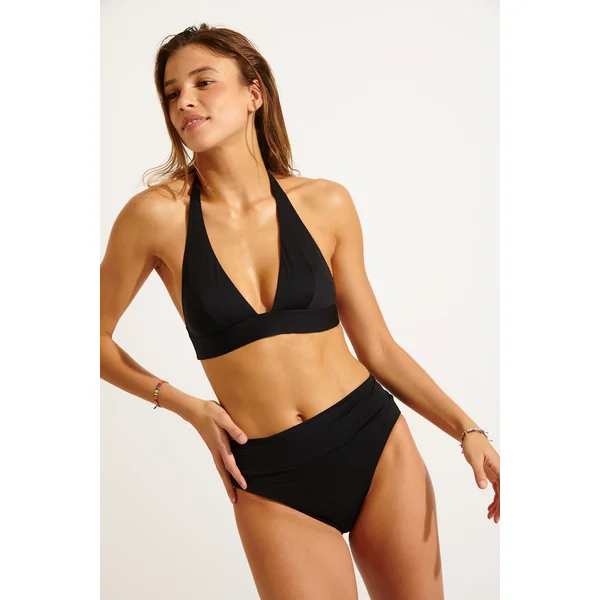 Maillot de bain taille haute femme 2 pièces noir