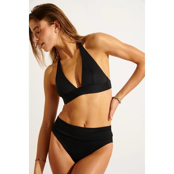 Maillot de bain taille haute femme 2 pièces noir