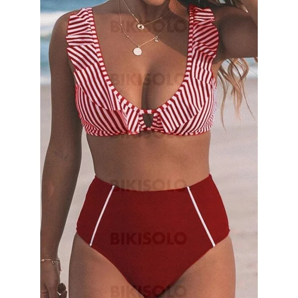 Maillot de bain taille haute femme bikini