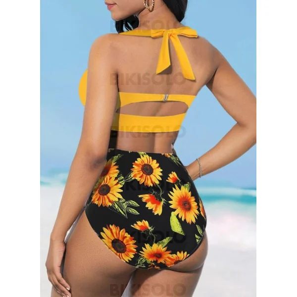 Maillot de bain taille haute femme bikini