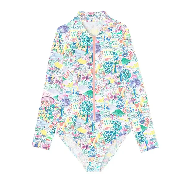 Maillot de bain une pièce manche longue, rose | BLOOM COMBI