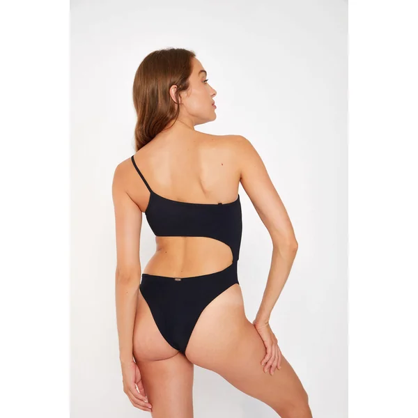 Maillot de bain une pièce noir asymétrique FENTA BLACKSAND