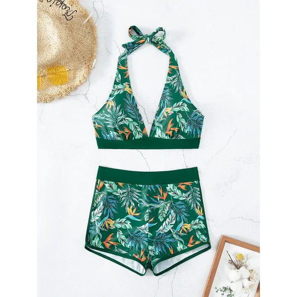 Maillot de bain à imprimé vert