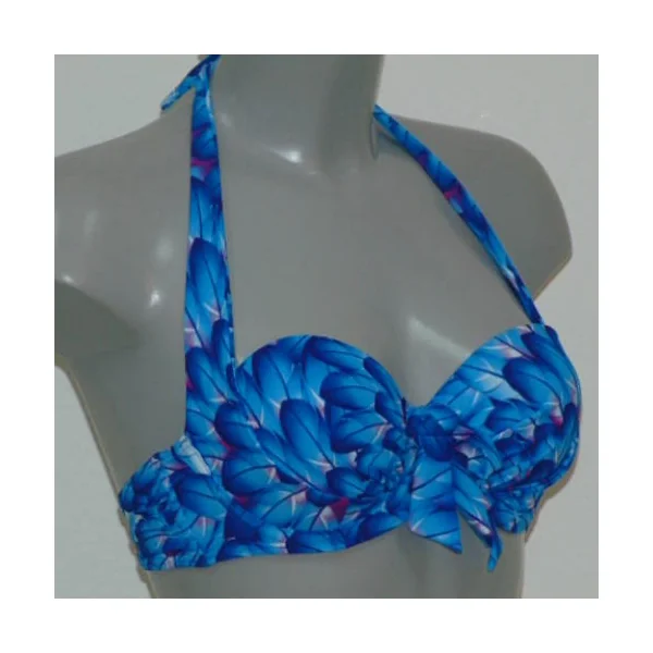 Missya Rose bleu/print haut de bikini préformé