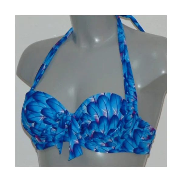 Missya Rose bleu/print haut de bikini préformé