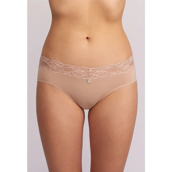 Montelle - Culotte Taille Haute avec bordure en dentelle Sable Medium Intimates Brief