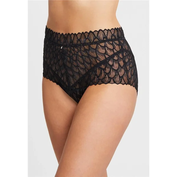Montelle - Culotte taille haute retro Noir Large Lacy Keyhole