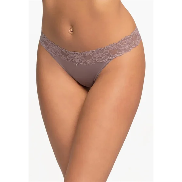 Montelle - Culotte tanga avec taille en dentelle Almond Spice Small