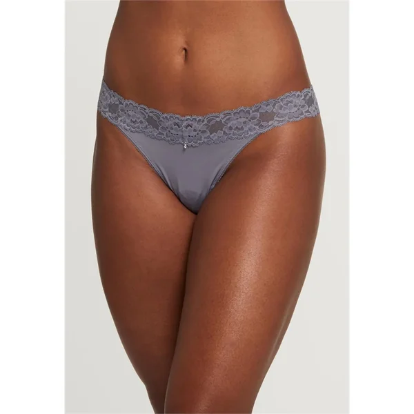 Montelle - Culotte tanga avec taille en dentelle Crystal Grey Large