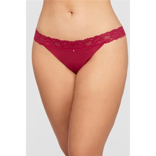 Montelle - Culotte tanga avec taille en dentelle Raspberry Medium