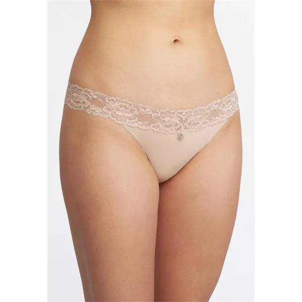 Montelle - Culotte tanga avec taille en dentelle Sable Large