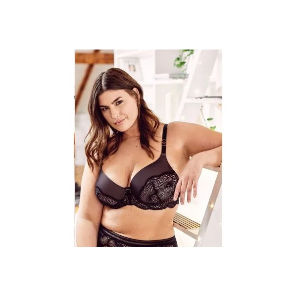 Montelle - Soutien-Gorge 36 (80) F Noir et Mauve Femme fatale Pure Plus