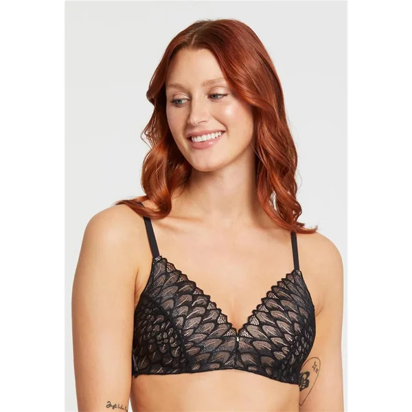 Montelle - Soutien-gorge sans armature avec dentelle 30 (65) D Noir Lacy Essentials