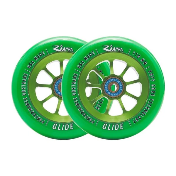 Paire de roues trottinette RIVER WHEELS Naturals Glide Emerald 110mm