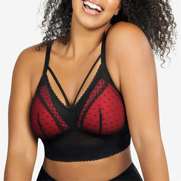 Parfait - Bralette sans cerceau doublé 40 (90) E Noir et Rouge Mia Dot