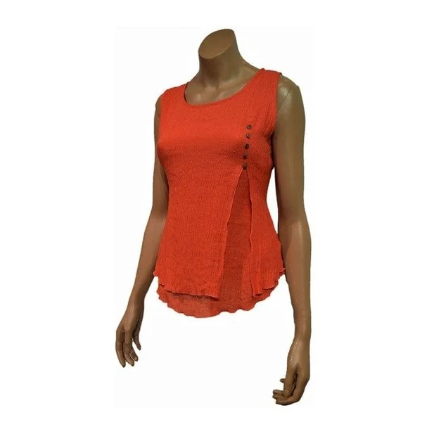Passion d'ailleurs - Blouse courte(camisole) sans manche Corail Medium
