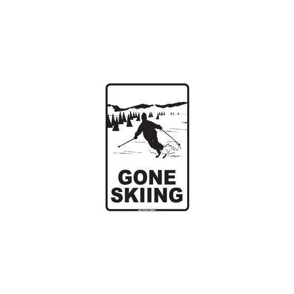 PLAQUE METAL DECORATIVE ALLONS SKIER