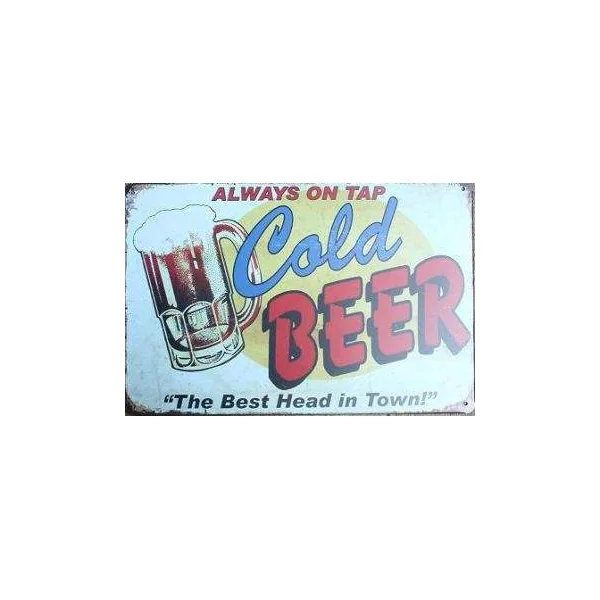 PLAQUE METAL DECORATIVE COLD BEER