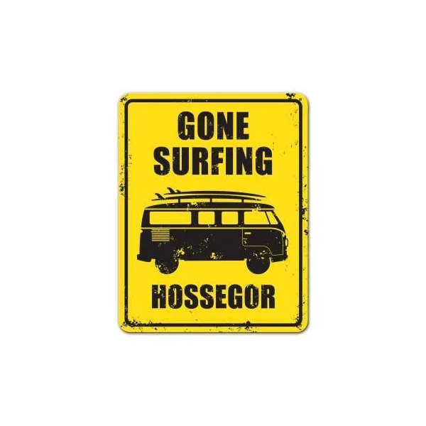 PLAQUE METAL DECORATIVE GONE SURFING HOSSEGOR